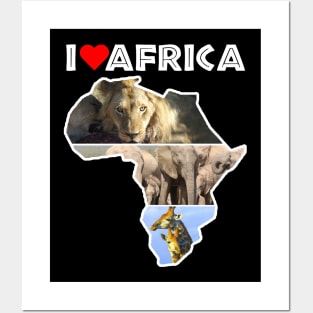 I Love Africa Wildlife Collage Map Posters and Art